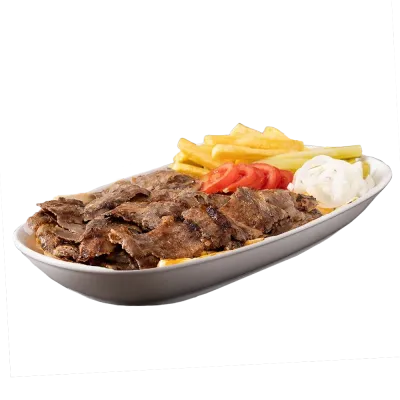 Dönerteller Rindfleisch mit Pommes und Salat